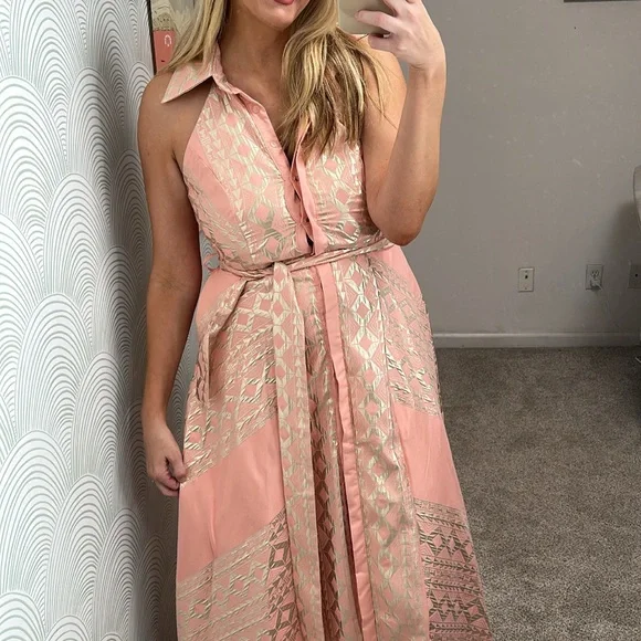 Lace The Label | Dresses | Chic Pink And Gold Maxi Dress | Poshmark